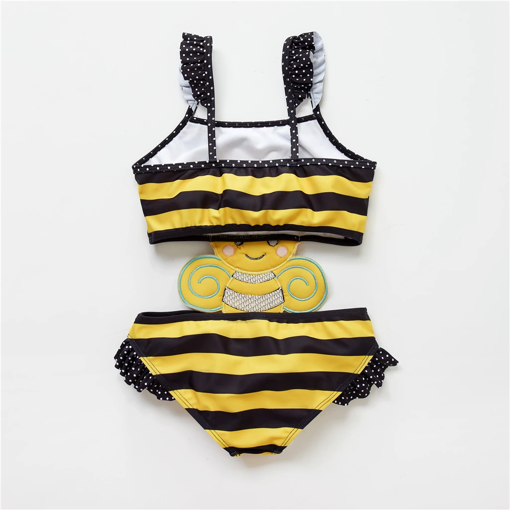 Honeyzone для новорожденных и маленьких девочек, Одна деталь с рисунком пчелы, насекомые вышивка купальники для девочек ванный комплект Banadores Bebes кукла трансфер до Nina/комплект