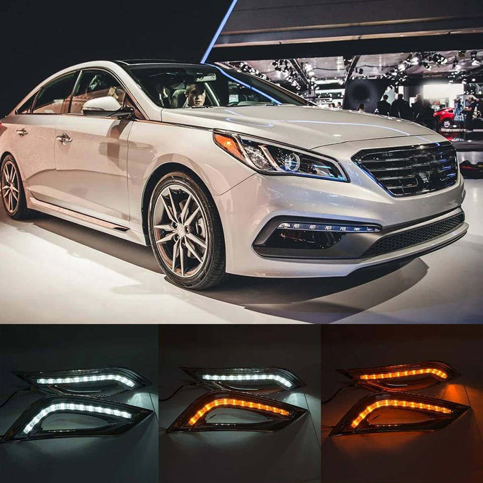 1 пара автомобиля светодиодный DRL Противотуманные фары для Hyundai Sonata 8 (8th Sonata) 2010 2013