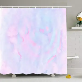 

Shower Curtain Set with Hooks 60x72 Galaxy Marble Artistic Inky Texture Ice Pastel Package Neon Pink White Abstract Textures