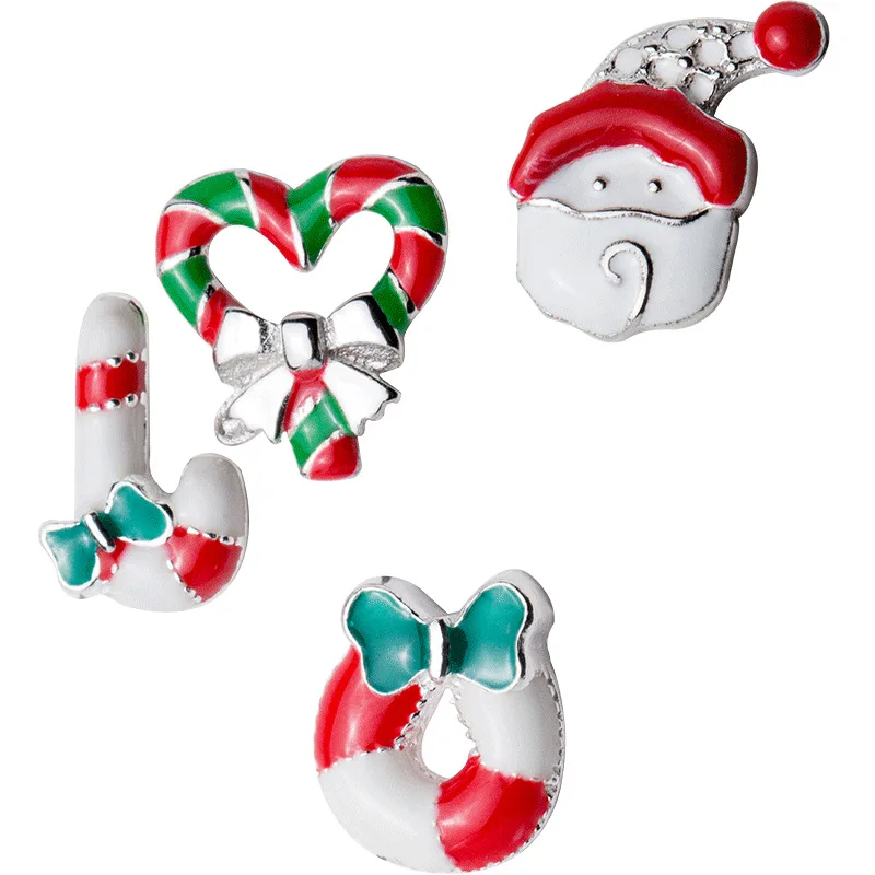 XIHA 925 серебряные серьги-гвоздики для женщин Санта Клаус дерево снежинка конфеты маленькие серьги подарок для девочки рождественские украшения
