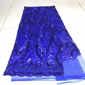 

Royal Blue New Arrival African sequins Lace Fabric High Quality Nigerian Lace Material African Jacquard Lace Fabric For Dresses