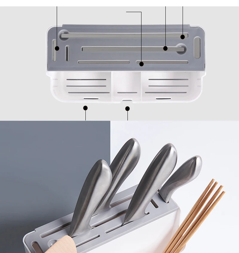 Multifunctional floor knife holder Kitchen supplies chopsticks cage rice spoon tableware storage plastic rack12