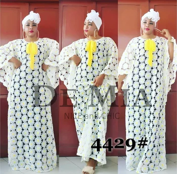 

Bust size 123 cm New African women's Dashiki fashion Water-soluble Double color CORD lace loose long dress