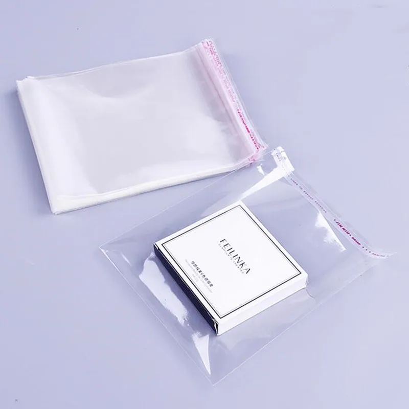 200Pcs Self Adhesive Poly OPP Bags Transparent Plastic Cellophane Bags Jewelry Gifts Bag Pouch Pack Cookie Candy Packaging Bag 2