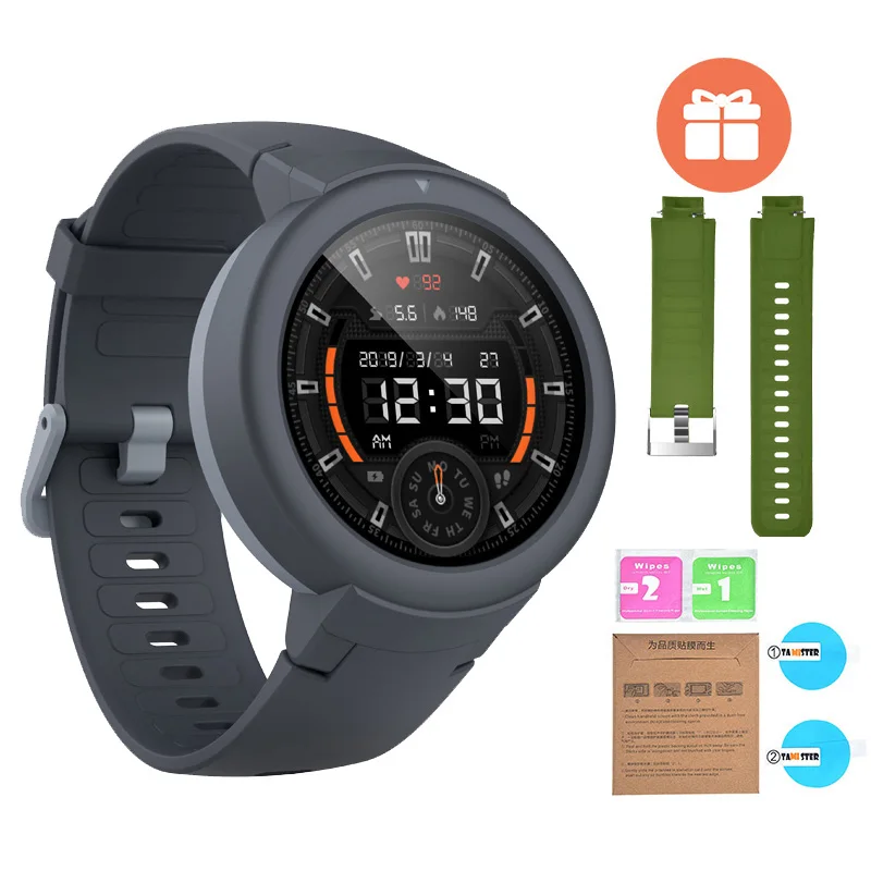 Gray n green strap Huami Смарт-часы AMAZFIT Verge Lite английская версия 20 дней Срок службы батареи 1,3 дюймов AMOLED экран Встроенный gps монитор сердечного ритма - Цвет: Gray n green strap