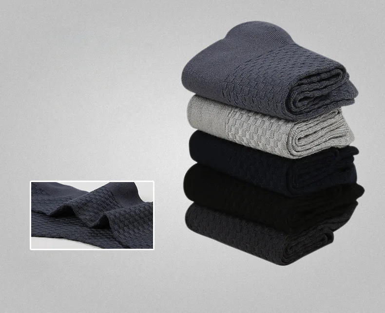 3Pairs/lot Bamboo Fiber Long Socks Men Fashion Crew Socks Plaid Business Socks Man Solid Color Autumn Calcetines hombre