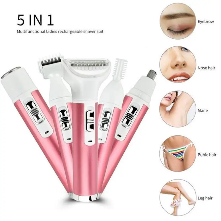 

5 In 1 Multifunction Women Electric Shaver Rechargeable Lady Razor Female Epilator Nose Hair Trimmer