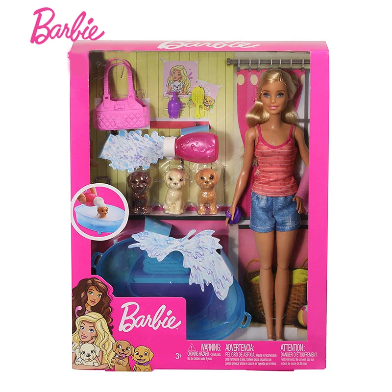 Настоящая кукла Барби, имитирующая домашних собак, набор для ванны, развивающая любовь, развивающая, игрушка для девочек, принцесса, Dressup, подарки GDJ37