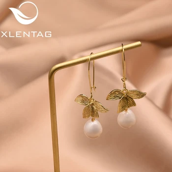 

XlentAg Original Design Natural Baroque Pearls Heart Drop Earrings Angle Wedding Party Gifts Of Love Luxury Women Jewelry GE0844