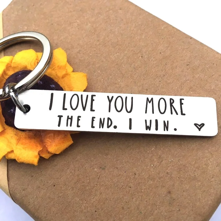 

I Love You More.The END I Win Stainless Steel Key Chain Lettering Keychain