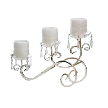 

European Wrought Iron Candlestick Metal Silver Plated 3 Candlestick Wedding Gift Props Bar Home DNJ998