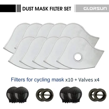 

10+4PCS Filter and Breathing Valves for Cycling Mask Replacement Activated Carbon PM2.5 Anti-Pollution Protection Face Mask