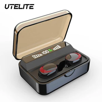 

UTELITE Wireless Headphones Touch Control Bluetooth5.0 Earphones 9D Stereo Sport Headset with LED Display 2200mAh Charging Box