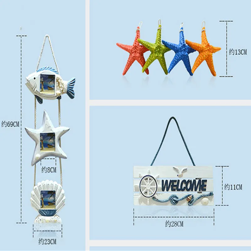 Средиземноморский Ветер украшения Морская звезда Подвеска в виде рыбной кости руль тег фото рамка висячая простая ажурная якорь настенные аксессуары
