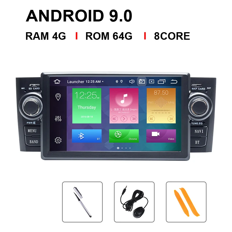 Ips DSP 8 Core 1 din Android 9 Ram 4G Автомобильный DVD мультимедийный плеер для Fiat Grande Punto Linea 2007-2012GPS навигация Радио экран - Цвет: 8 Core 64 ROM