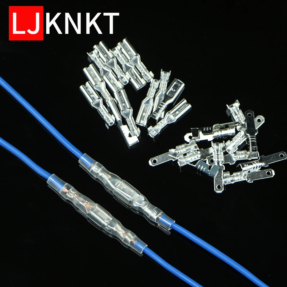 

200Pcs 2.8Female male Crimp Terminal para fio blocks spade tb Connector Gold Brass/Silver Car Speaker Electric quick Wire Set