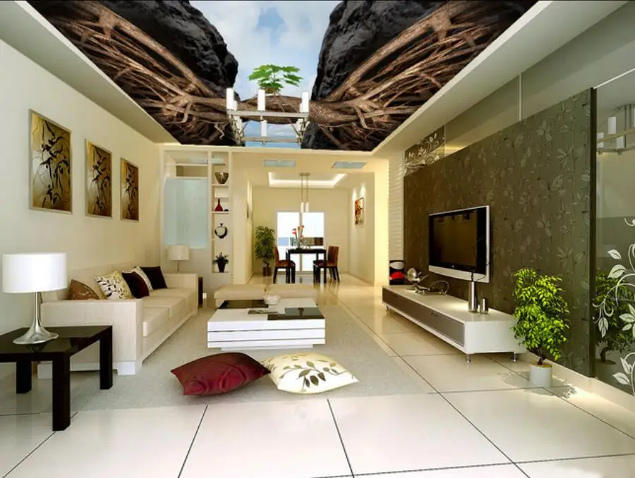 

Custom 3D Photo Wallpaper ceilings 3D Living Room Bedroom Ceiling Wallpaper Ceiling Mural