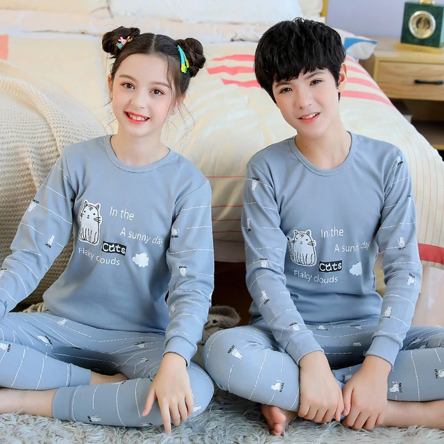 Pijamas de manga corta para adolescentes, 100% algodón, para niños grandes  conjuntos de ropa, pijamas para niños y niñas de 4, 6, 8, 10 y 12 años -  AliExpress