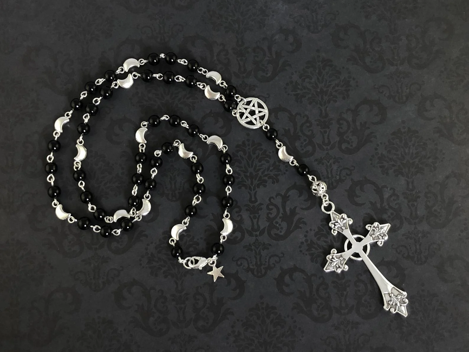 Vampire Bat Rosary - Occult vamp goth ankh beads bat gothic vampire vampiric Ankh necklace - Image 4