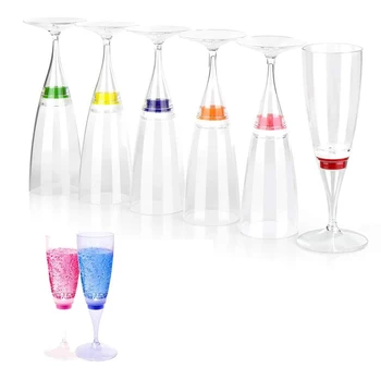 

6 Pcs LED Wine Champagne Flute Glasses Water Liquid Activated Flashing Light-up Cups HUG-Deals