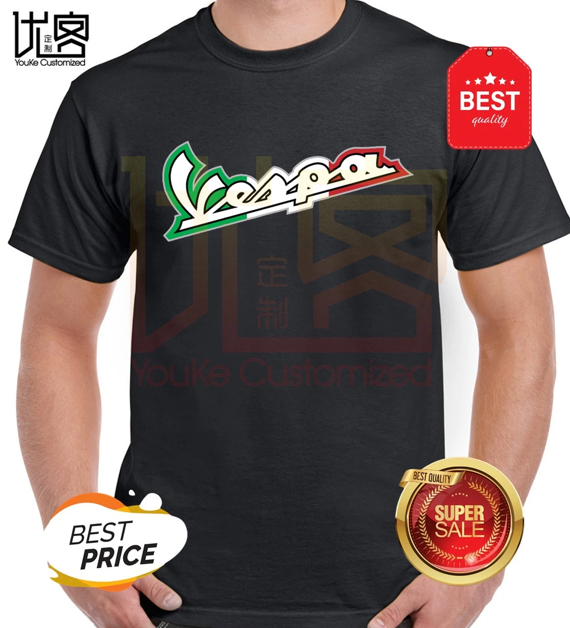 Vespa футболка Италия короткий рукав S-3XL выбрать цвет Мужская женская 100% хлопок