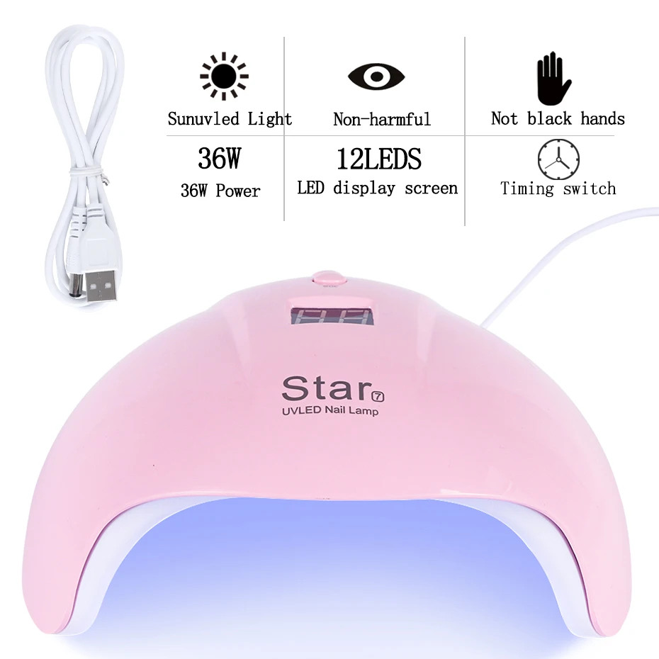 

36W Nail Dryer UV LED Lamp Tools For All Gel Varnish 12 LED Drying Lamp Infrared Sensing Sun Light Curing Lamp Manicure LESTAR7