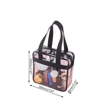 

Travel Storage Bag PVC Clear Tote Portable See Through Gym / Grocery / Cosmetic Toiletry Bag For Girls