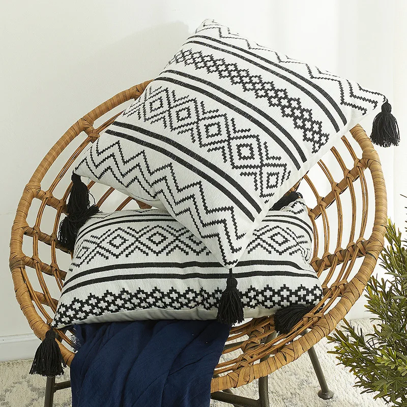 Home Decor Nordic Chenille Geometric Jacquard Tassel Hugging Pillow Case Sofa Pillow Case Cushion Cover car chair cushion cover throw pillow cover cushion covers pillow case pillow covers cushion cover