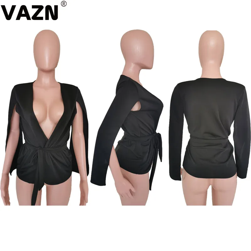VAZN с поясом, однотонный костюм с v-образным вырезом,, хит, модные женские повседневные блейзеры, женские блейзеры с длинным рукавом, повседневный стиль