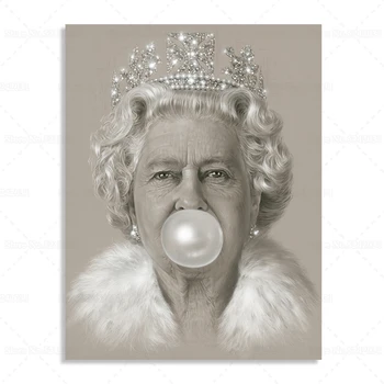 

Canvas Painting Queen Elizabeth II Bubblegum Print Wall Art For Home Decoration