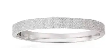 

925 Sterling Silver geometric circle Wide bracelet micro pave cubic zirconia crystal gem stone bangle Full Rhinestone jewelry