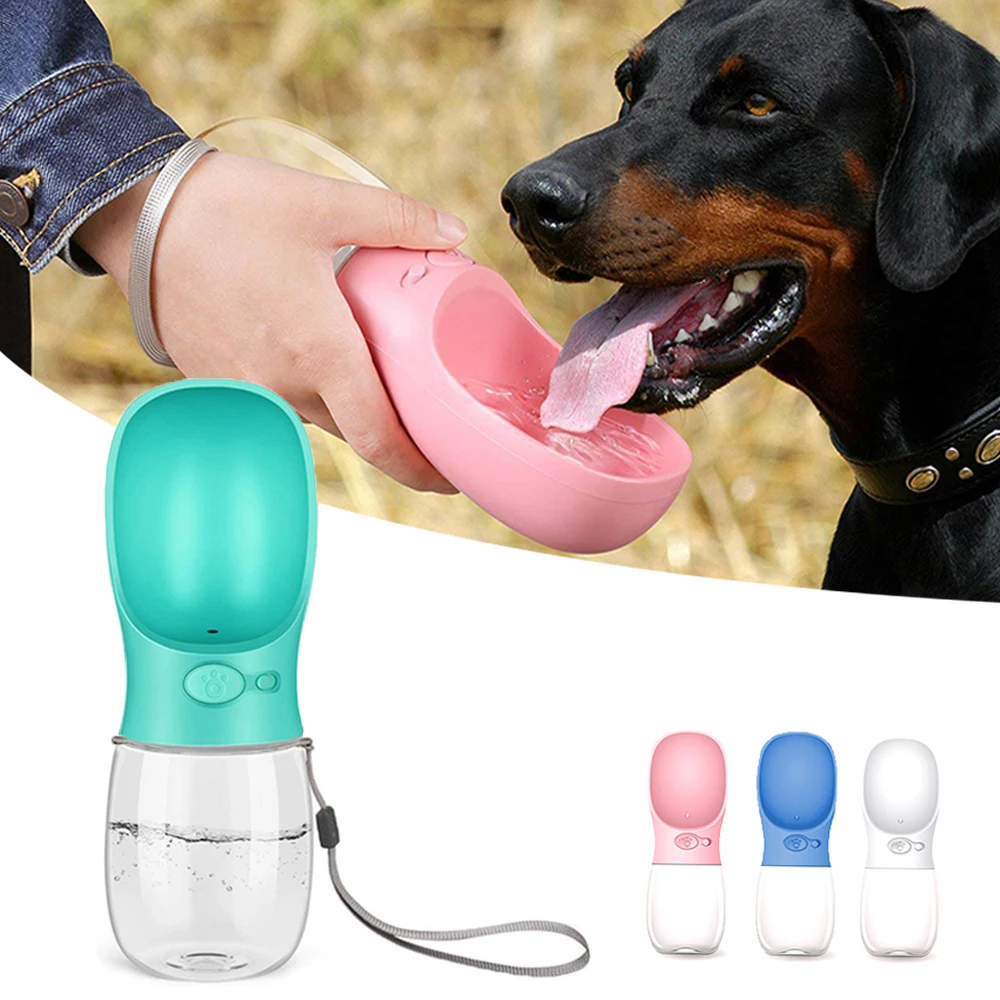 Botella de agua portátil para mascotas, alimentador para perros y gatos, tazón dispensador de agua para cachorros a prueba de fugas para viajes al aire libre