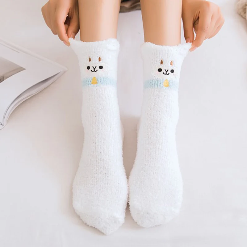 Женские носки с мультяшными животными; Рождественские теплые домашние носки-тапочки с объемными ушками; GDD99