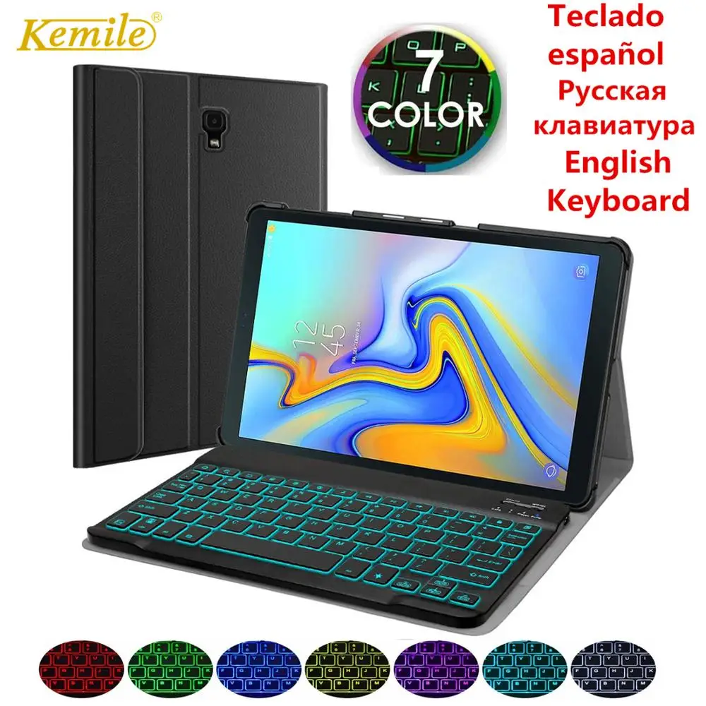 

Spanish Russian Backlit Keyboard Case for Samsung Galaxy Tab A 10.5 2018 SM-T590 SM-T595 T590 T595 Cover Leather Funda Capa