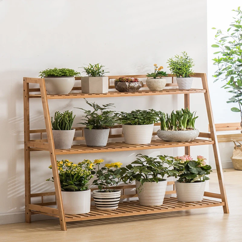 

Airs Bamboo Solid Wood Quality Balcony Indoor Flowerpot Frame A Living Room Multi-storey Ladder Green Luo Chlorophytum Frame