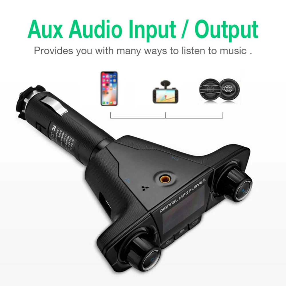 Беспроводной Bluetooth Hands-free fm-передатчик Aux USB MP3-плеер 1," светодиодный дисплей