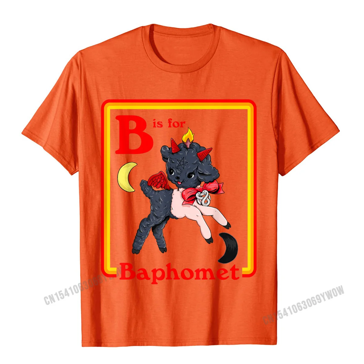Normal Design Tops Shirts Short Sleeve for Men Cotton Fabric Summer Fall Crewneck T-Shirt Funny Tee Shirts Rife B for Baphomet Satanic Cute Devil Retro Vintage Satan Tarot T-Shirt__904 orange