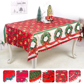 

Christmas Polyester Printed Tablecloth New Year Table Covers Anti-fouling Santa Tablecloth Christmas Decorations 150x180cm