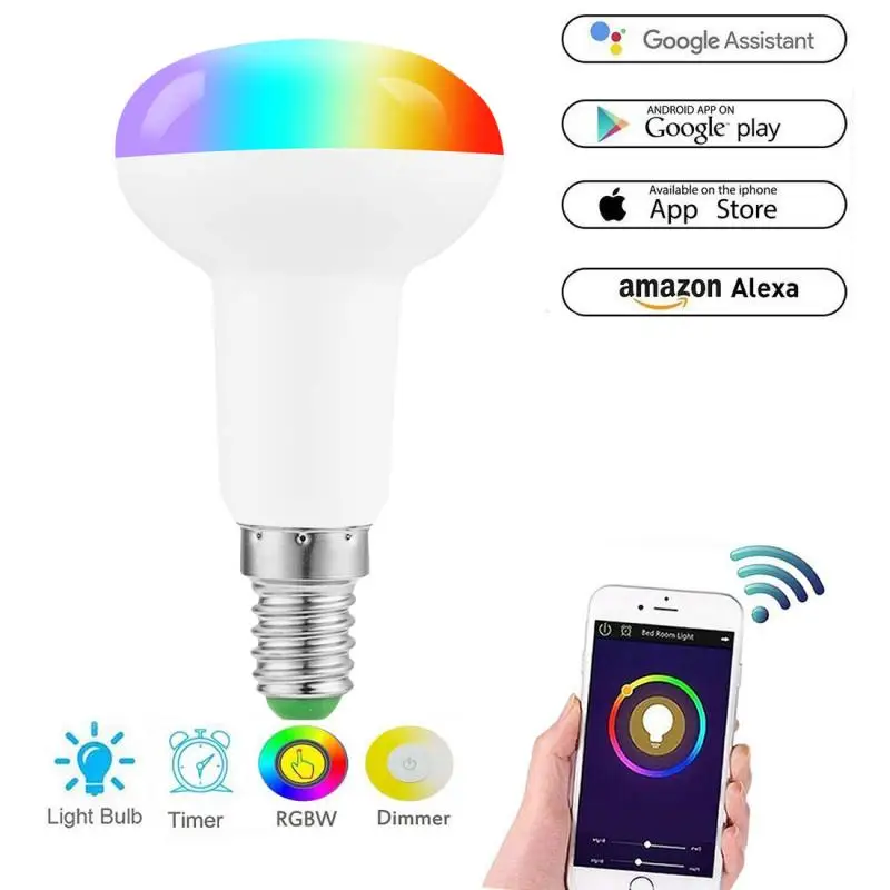WiFi умная светодиодная лампа 7 Вт E14 умный Светильник лампы 2700K 6500K RGB Цвет изменение