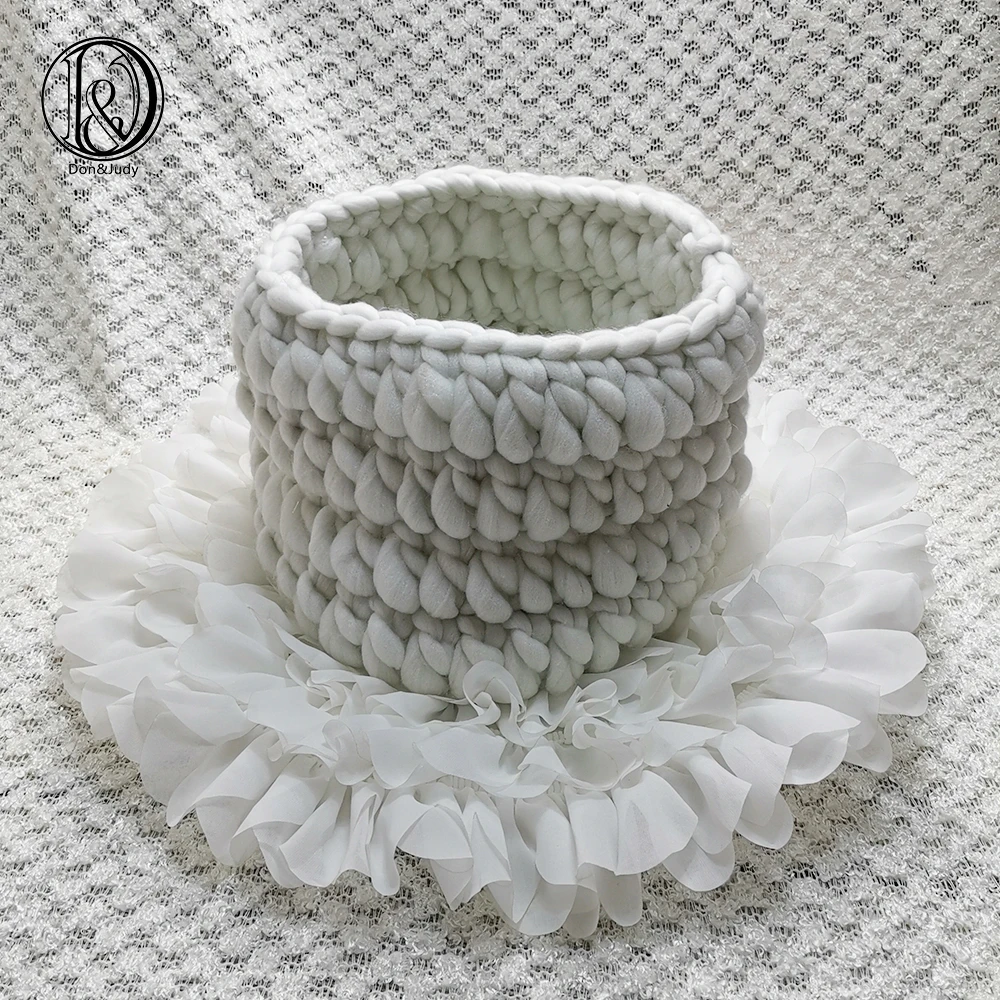 

Don&Judy Diameter 50cm Flower Style Mat Soft Chiffon Cushion + Basket +150x100cm Backdrop Set Newborn Photography Baby Props