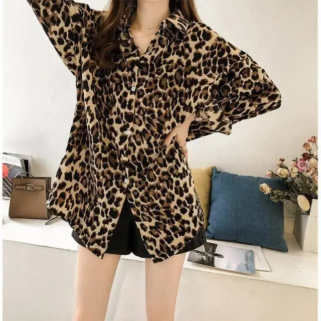 Blouse Women Shirt Spring Loose Leopard Women's Long Sleeve Top Blusas Ropa De Mujer - AliExpress Women's Clothing
