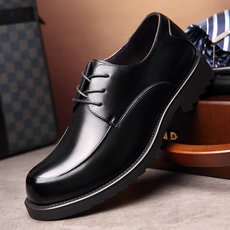 

Ozhouzhan 2020 Spring New Style Men Casual Leather Shoes Trend Breathable Lace-up Men's Big Head Workwear Leather Shoe