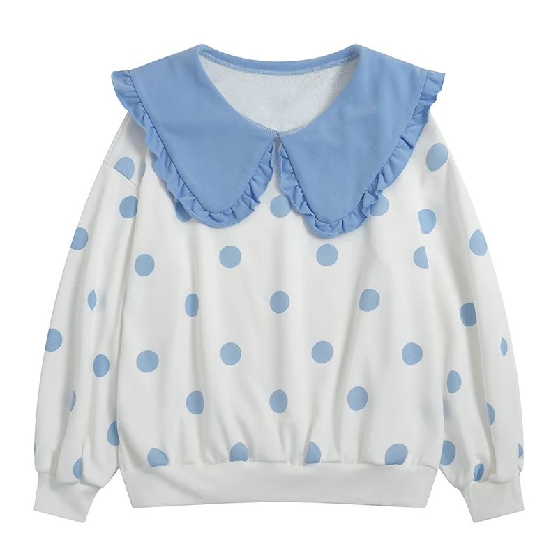 Женский пуловер с круглым вырезом милым грибковым кукольным воротником