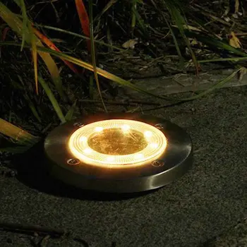 

4pcs Floor Spotlight Solar Power Stainless Steel IP65 Waterproof Landscape Decking Buried Outdoor Garden 8 Leds Ground Light