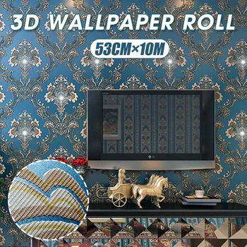 

3D Non-woven Wallpaper Roll European Damask Embossed Textured Wall Paper For Bedroom Living room TV Background Home Wall Decor