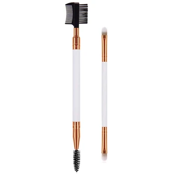 

Eyebrow and Eyelash Comb Spoolie Brush + Double Eye Shadow Brush Set, Professional Eyebrow Eye Makeup Tool