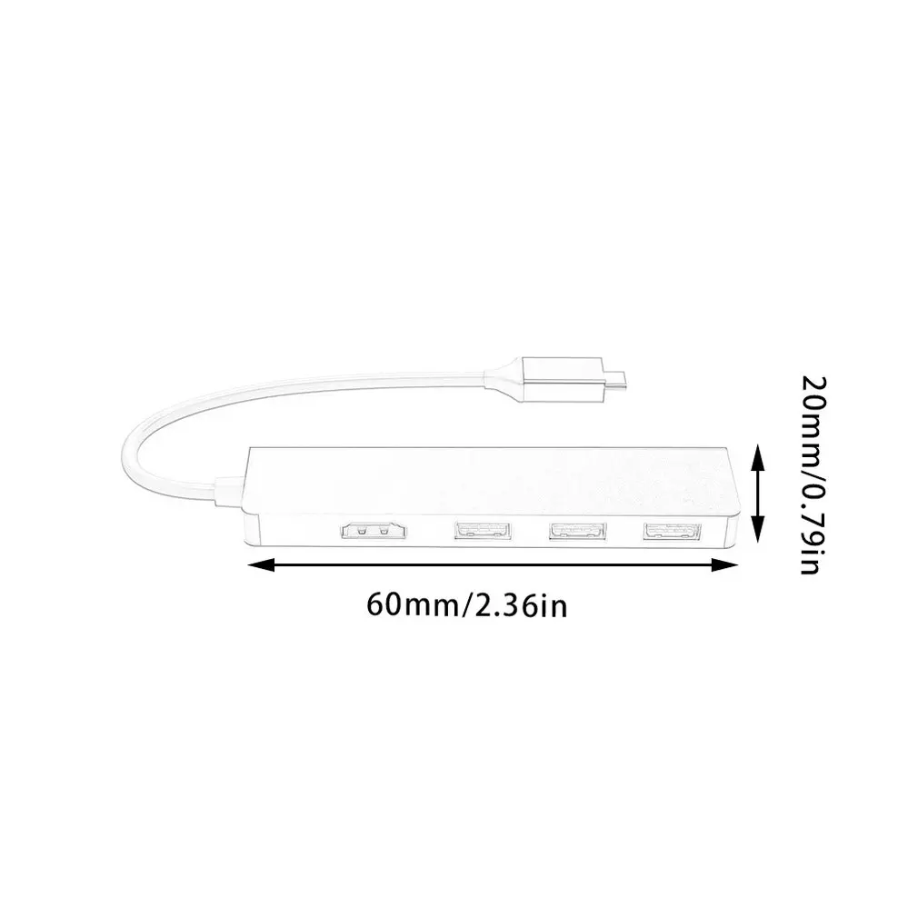 Изысканно Разработанный USB-C концентратор type-C адаптер к HDMI 3 USB 3,0 Портативный Алюминиевый USB C Ключ космический серый