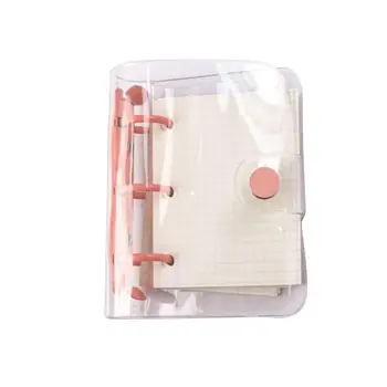 

3 Hole Transparent Shell Loose-Leaf Coil Hand Book Scrapbook Notebook PVC Kawaii Metal Loose-leaf Stationery Cute Transpare U7W2