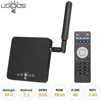 

UGOOS AM3 Smart TV Box Amlogic S912 Octa Core Android 7.1 TV Box 2GB DDR3 16GB ROM 4K Media Player Dual 2.4G/5G WiFi 1000M LAN