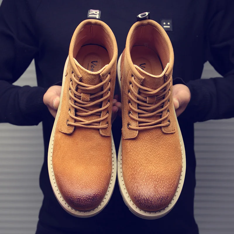 Осенние мужские ботильоны роскошные высококачественные резиновые модные мужские ботинки из натуральной кожи# XYD7970